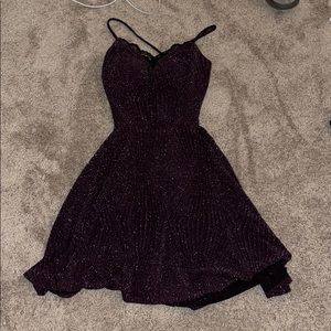Plum fit and flare open back dress